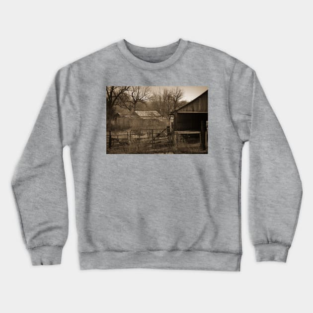 Abandoned Farm In Sepia Crewneck Sweatshirt by KirtTisdale